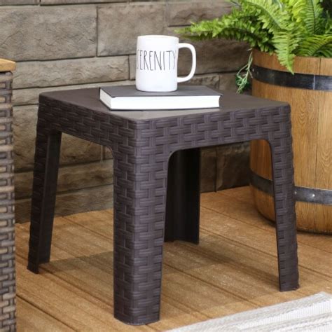 Sunnydaze In Plastic Square Patio Side Table Brown Qfc