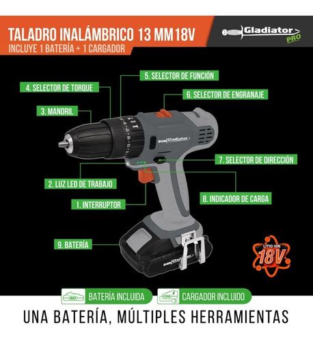 Taladro Percutor Recargable Gladiator Tp 613 18 C1 Cuotas sin interés