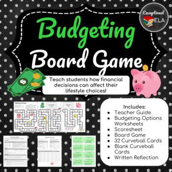 Budgeting Board Game For Financial Literacy Students Practice Real