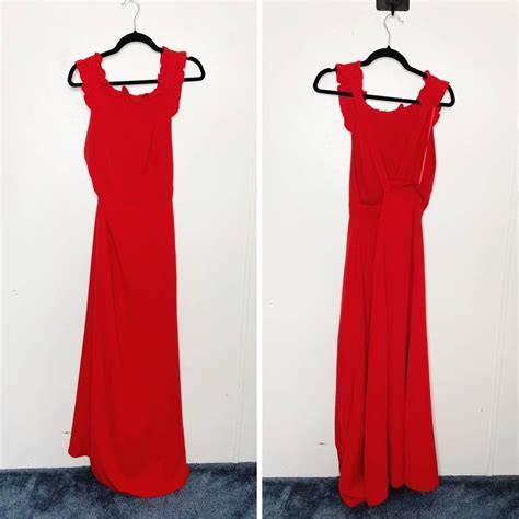 Jill Jill Stuart Red Open Back Ruffle Maxi Dress Depop