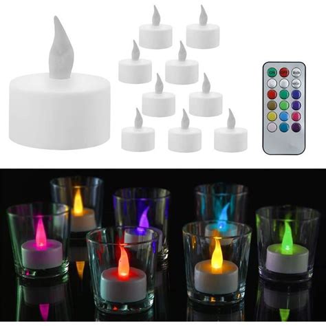 Lot de 10 bougies chauffe plat LED Diamètre 3 5 cm Télécommande