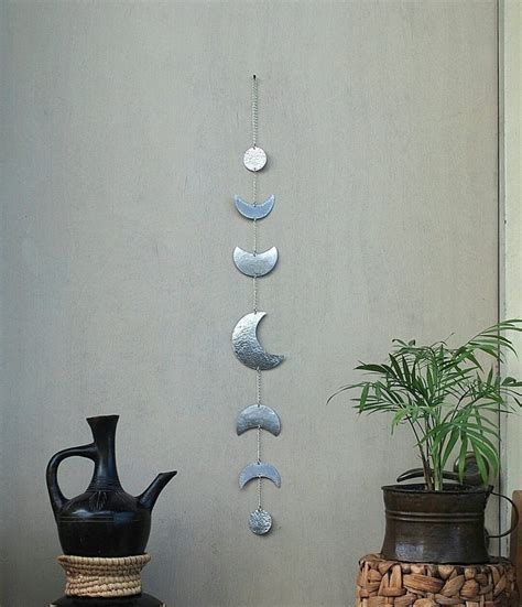 Moon Wall Decor Silver Moon Phases Wall Hanging Moon Wall Art Crescent ...