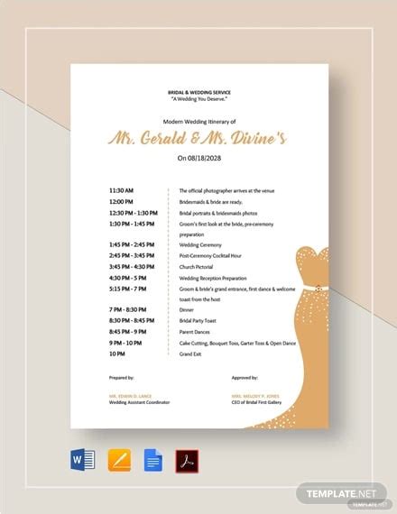 52+ Wedding Itinerary Templates - DOC, PDF, PSD | Free & Premium Templates