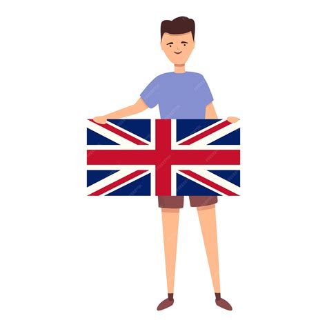 Premium Vector | Boy with uk flag icon cartoon vector child kid boy world