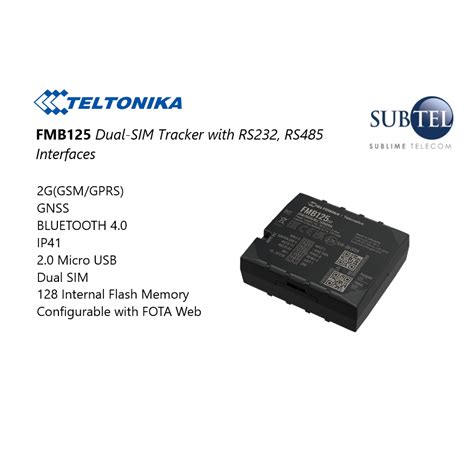 Teltonika FMB125 Dual SIM Tracker With RS232 RS485 Interfaces 2G GNSS