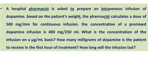 Solved A hospital pharmacist is asked to prepare an | Chegg.com