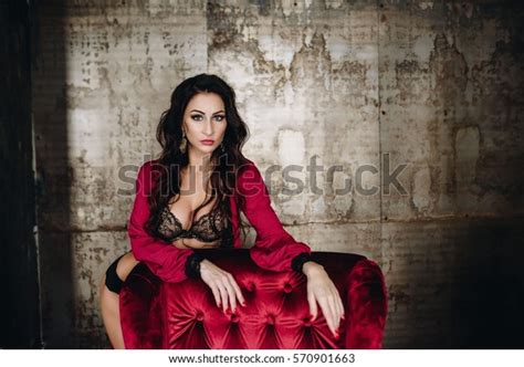 Beautiful Woman Lingerie Showing Long Legs Stock Photo Edit Now 570901663