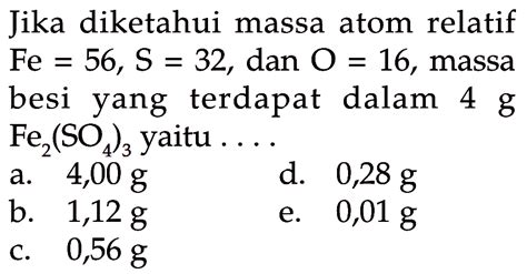 Kumpulan Contoh Soal Massa Atom Relatif Ar Dan Massa Molekul Relatif Mr Kimia Kelas 10