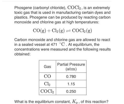 Solved Phosgene Carbonyl Chloride Cocl2 Is An Extremely