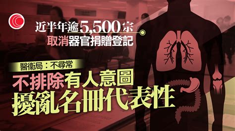 器官移植互助｜過去半年逾5 500宗取消器官捐贈登記 醫衞局：不排除有人意圖擾亂名冊代表性 有線寬頻 I Cable