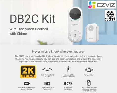 EZVIZ Video Doorbell DB2C 4MP 2K IP65 Weatherproof 98534404