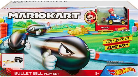 Hot Wheels Mario Kart Bullet Bill Launcher And Mario Kart Vehicle Merchandise Nintendo