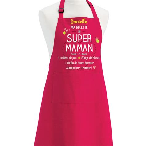 Tablier De Cuisine Personnalis Super Maman Fuchsia