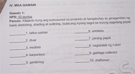 Panuto Kilalanin Kung Ang Sumusunod Na Produkto At Hanapbuhay Ay