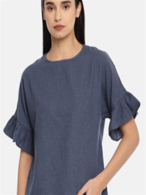 Buy Lee Women Blue Solid Slim Fit Top - Tops for Women 10282103 | Myntra