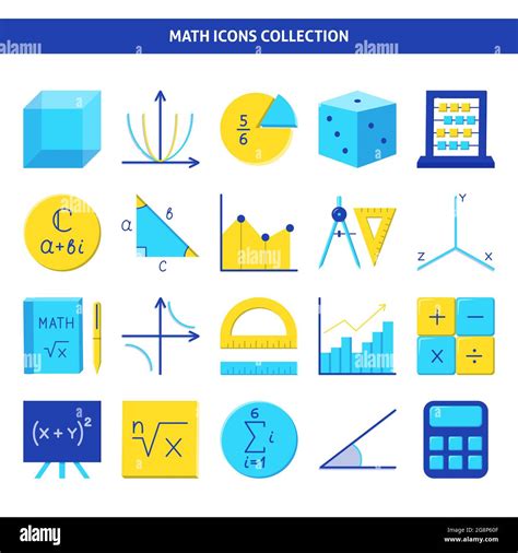 Mathematics icon set in flat style. Math symbols and expressions ...