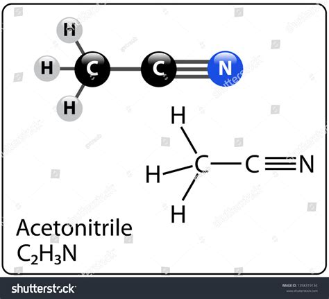 Acetonitrile Molecule Structure Stock Vector (Royalty Free) 1358319134 ...