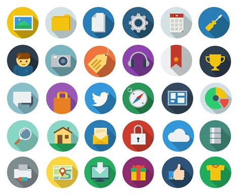 Modern Long Shadow Icons Web Design Flat Design Icons Icon Design