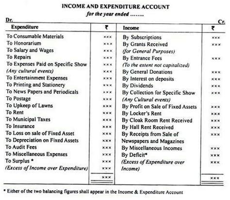 Format Of Incom Exp Account Accountancy Accounting For Non Profit