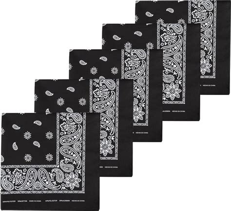 5 Stück Bandana Bandana Herren Bandana Schwarz Kopftuch Herren