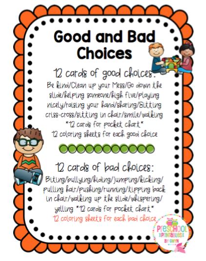 Good And Bad Choices For Younger Preschooler Preschool Printables