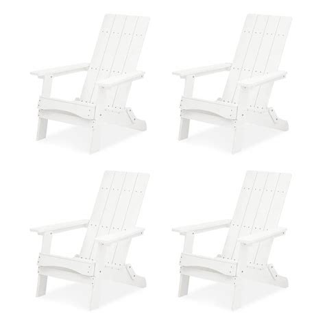 LUE BONA White Plastic Modern Folding Adirondack Outdoor Chairs Patio