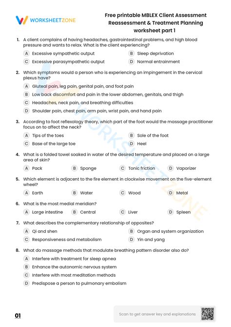 Free Printable Mblex Client Assessment Reassessment And Treatment