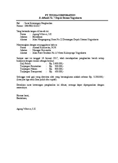 Detail Contoh Surat Pernyataan Nomor Rekening Koleksi Nomer 56