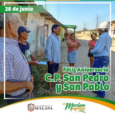 La Municipalidad De Sullana Saluda Al Centro Poblado De San Pedro Y San