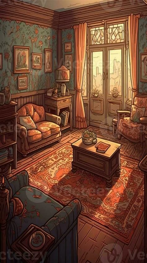 Cozy Living Room Illustration with Lovely Details 29977005 Stock Photo ...