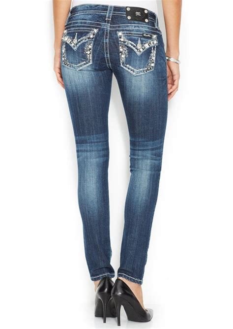 Miss Me Miss Me Rhinestone Flap Pocket Skinny Jeans Dark Blue Wash Only At Macys Denim