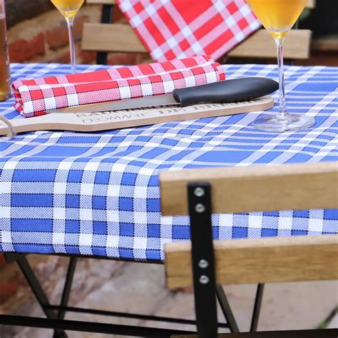 Tissu au mètre à nappe coton carreaux normands bleu et blanc