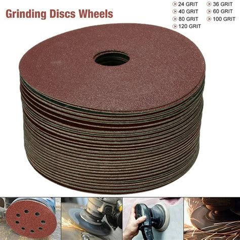 50Pcs Sanding Discs 115mm Fibre Sanding Grinding Discs Wheels 24-120 ...