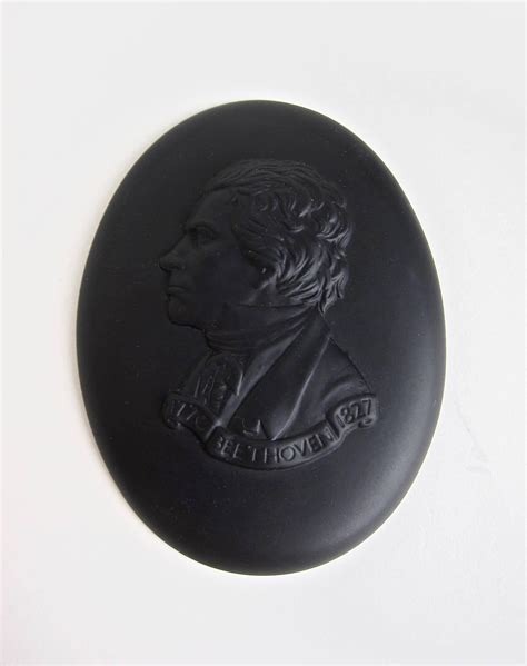 Wedgwood Beethoven Black Basalt Portrait Medallion In Original Box At