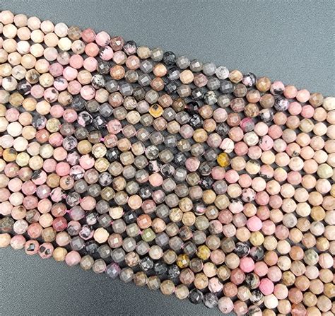 Rhodochrosite Beads Faceted Beads Rhodochrosite Gemstones Genuine