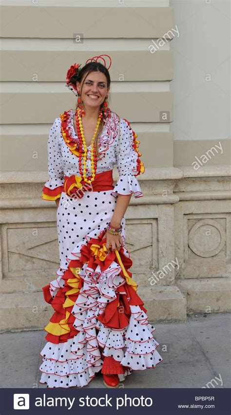 Download this stock image: Lady in traditional Spanish dress Malaga ...