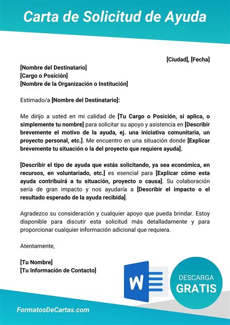 Carta De Solicitud De Ayuda 【 2025 】 Formatos De Cartas