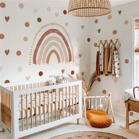 Boho Rainbow Hearts Dots Wall Decal Set Just Kidding Store Baby