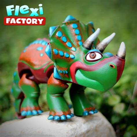 3D Printable Flexi Print In Place Triceratops By Flexi Factory