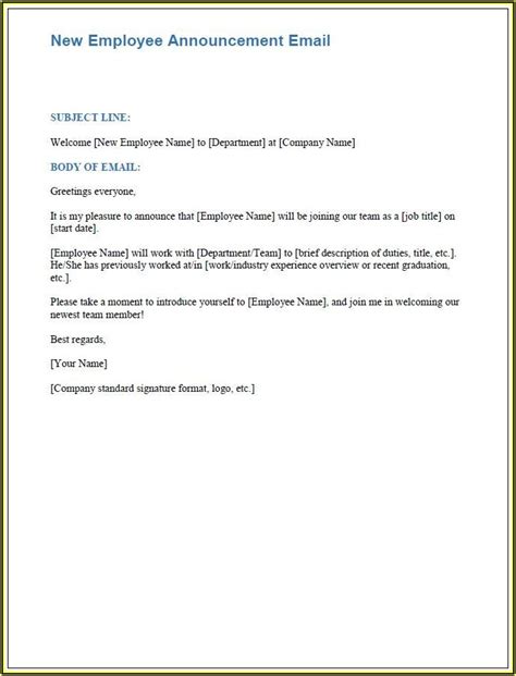 Onboarding Email Template For New Employee