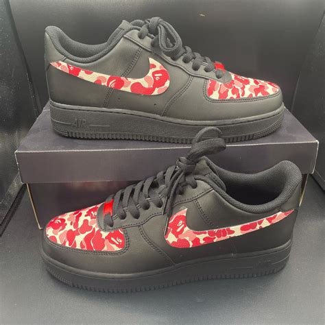 Red Bape Black Air Force 1 Custom Daniel Customs