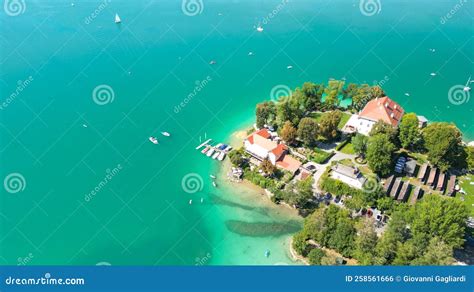 Klagenfurt Lake in Summer Season from Drone, Austria Stock Photo ...