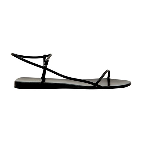 The Row Leather Bare Flat Strappy Sandals In Black Save 40 Lyst