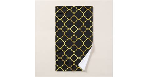 Black Gold Golden Quatrefoil Patterns Elegant 2020 Hand Towel Zazzle