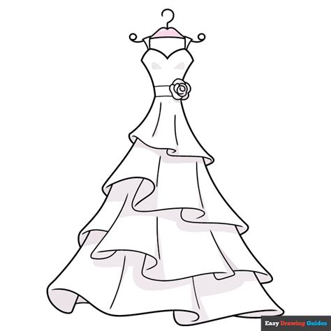 How To Draw An Easy Wedding Dress Really Easy Drawing Tutorial