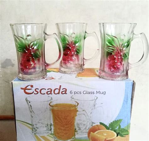 Satu Set Gelas Kaca Isi Escada Kitchen Appliances Di Carousell