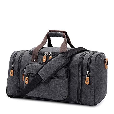 Plambag Canvas Duffle Bag For Travel 50l Duffel Overnight Weekend Bag Dark Gray Plentifultravel