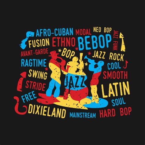 Colorful Jazz Theme with Jazz Genres - Jazz Band - T-Shirt | TeePublic