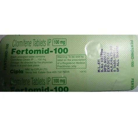 Fertomid 100mg Tablet Packaging Type Strip Packaging Size 1 X 10 At