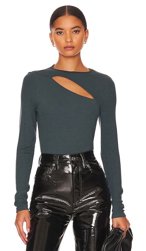 La Made Verge Peek A Boo Long Sleeve Top In Dark Jade Revolve